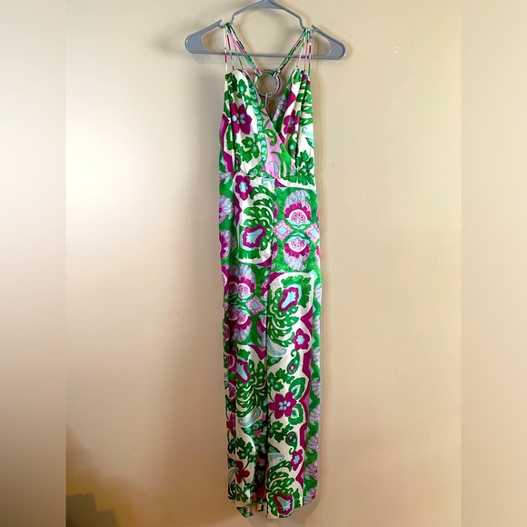 Mango Satin Cross-Back Floral Jumpsuit NWOT - Picture 2 of 13